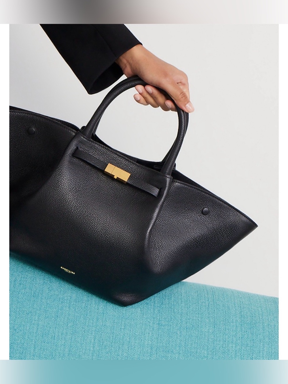 Demellier Midi New York Tote. Black/Gold. - Picture 3 of 16
